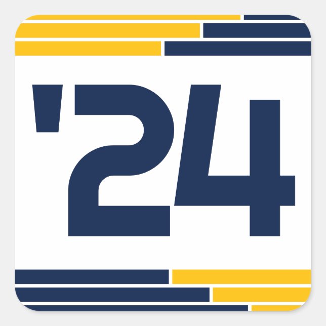 Adesivo Quadrado Marinho e Dourada Classe de Graduação '24 (Frente)