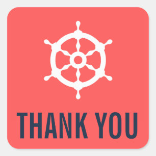 Adesivo Quadrado Marinho e obrigado náutico coral do casamento voc