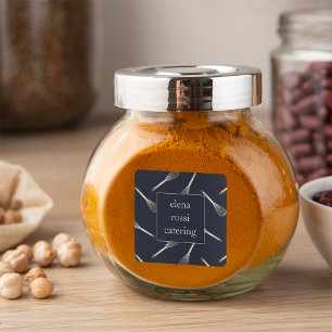 Adesivo Quadrado Marinho e Padrão de Whisk Dourado Criador de coz