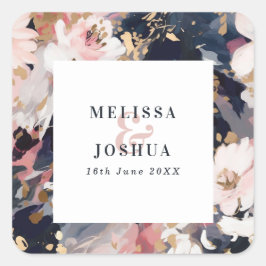 Adesivo Quadrado Marinho moderno e Casamento com Blush
