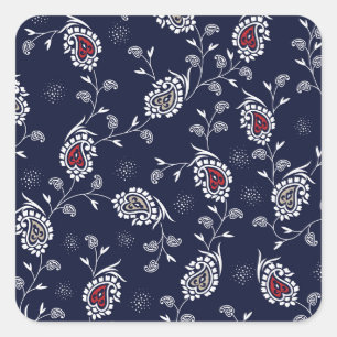 Adesivo Quadrado Marinho Paisley: Elegante Pattern Design.