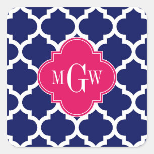 Adesivo Quadrado Marinho Que Marrocos #5 Raspberry 3 Monograma Inic