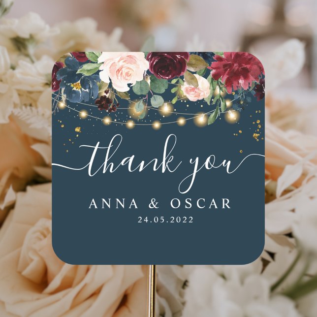 Adesivo Quadrado Marinho Russo Borgonha Azul e Flores Vermelhas (Criador carregado)