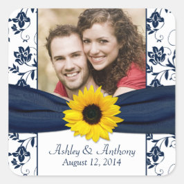 Adesivo Quadrado Marinhos de girassol e Casamentos tema damasco bra