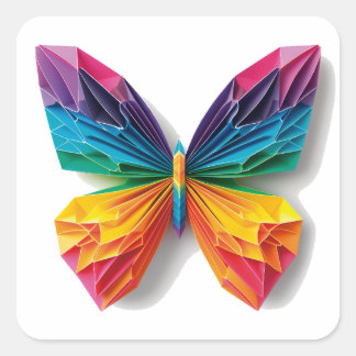 Adesivo Quadrado Mariposa de origami multicolor