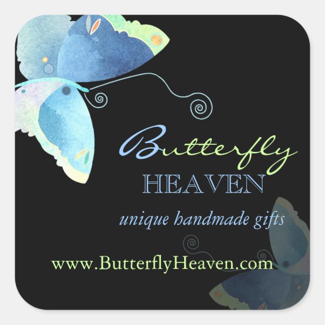 Adesivo Quadrado Marketing comercial Blue + Black Butterfly (Frente)