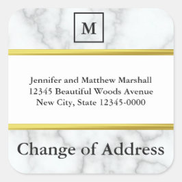 Adesivo Quadrado Mármaco branco monograma Mudança de endereço