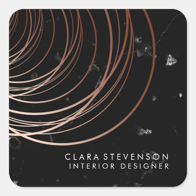 Adesivo Quadrado Mármore geométrico de rosa dourado elegante e míni (Frente)