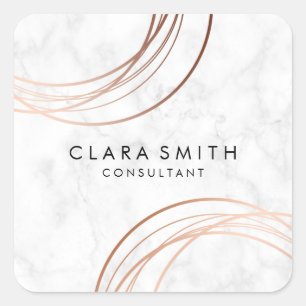 Adesivo Quadrado Mármore geométrico rosa de ouro elegante e míni