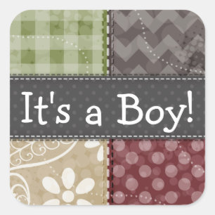 Adesivo Quadrado Maroon, Brown, Tan, & Green Quilly Look