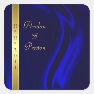 Adesivo Quadrado Marquês Blue Silk Dourado Salvar Vinheta Datas