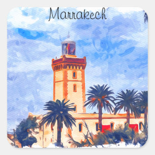 Adesivo Quadrado Marrakech Marrocos Mesquita Viagem