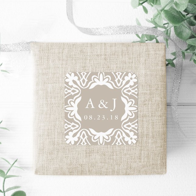 Adesivo Quadrado Marrakesh Wedding Monographic Stickers | Linen Gre (Criador carregado)