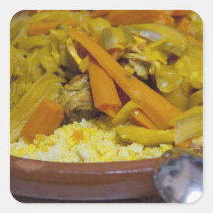Adesivo Quadrado Marrocos, Tetouan. Refeição tradicional marroquina