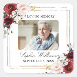 Adesivo Quadrado Marsala Rosa Memorial Funeral Square Sticker