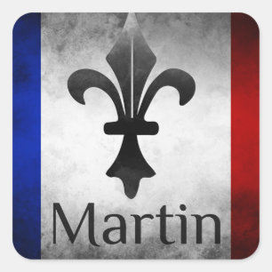 Adesivo Quadrado Martin Name com bandeira francesa
