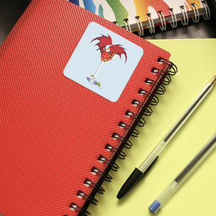 Adesivo Quadrado Martini Fantasy Red Dragon