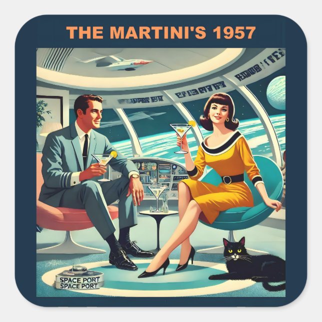 Adesivo Quadrado Martini Space Travel Posters The Martini's 1957 (Frente)