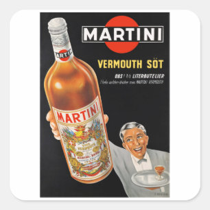 Adesivo Quadrado Martini - Vintage Vino Vermouth