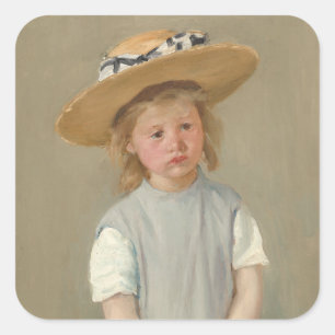 Adesivo Quadrado Mary Cassatt - Criança com chapéu de palha