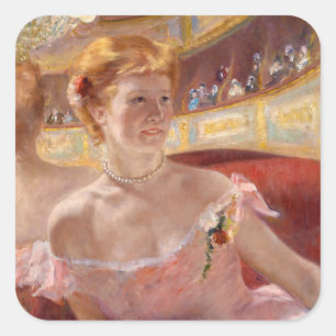 Adesivo Quadrado Mary Cassatt - Mulher com Colar de Pérolas numa Lo
