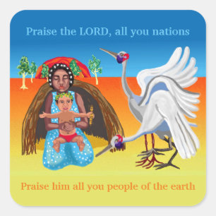 Adesivo Quadrado Mary e Jesus australianos