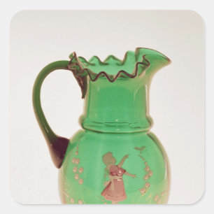 Adesivo Quadrado Mary Gregory green jug com esmalte disparado