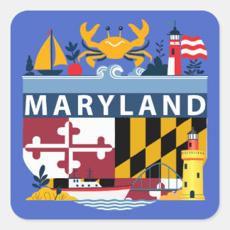 Adesivo Quadrado Maryland, EUA