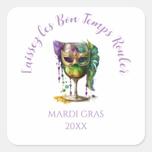 Adesivo Quadrado Máscara Branca do Mardi Gras