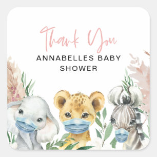 Adesivo Quadrado Máscara de bacalhau de animal cúmulo de bebê