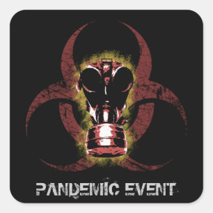 Adesivo Quadrado Máscara de gás de risco biológico personalizável