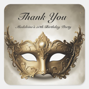 Adesivo Quadrado Máscara de Veneza mascarada Antique Chic 50º Anive