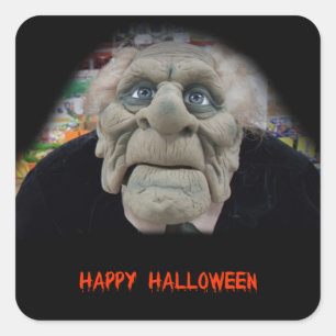 Adesivo Quadrado Máscara do Velho Homem em Fundo Negro