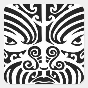 Adesivo Quadrado Máscara tribal maori do tatuagem