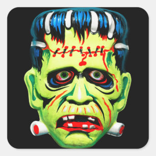Adesivo Quadrado Máscara verde de monstro