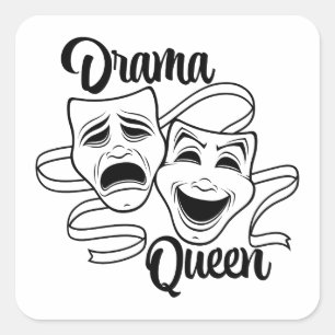 Adesivo Quadrado Máscaras de Teatro de Comédia e Tragédia Rainha do