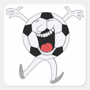 Adesivo Quadrado Mascote Bola de Futebol Risonha