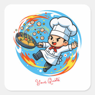 Adesivo Quadrado Mascote de Chef Engraçado