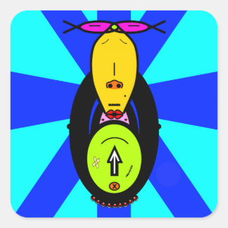 Adesivo Quadrado Mascote de desenho animado de macaco engraçado