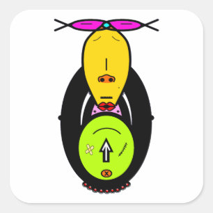 Adesivo Quadrado Mascote de desenho animado de macaco engraçado