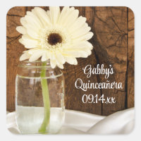Mason Jar e White Daisy Quinceañera