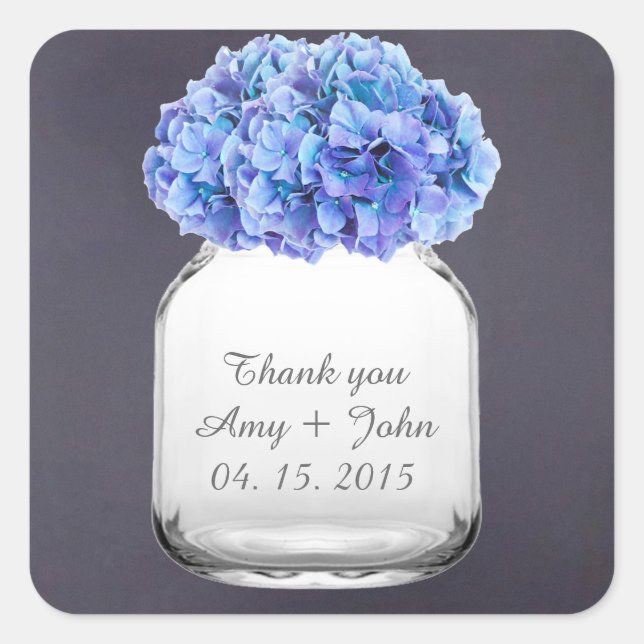 Adesivo Quadrado Mason jar hydrangea casamento favorece hydrangea7 (Frente)
