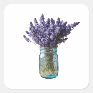 Adesivo Quadrado Mason Jar Lavanda