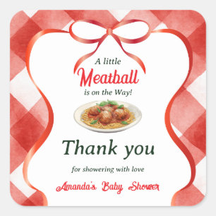 Adesivo Quadrado Massa de Meatball Vermelha Xadrez Italiano Chá de