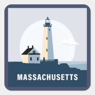Adesivo Quadrado Massachusetts, Estados Unidos da América