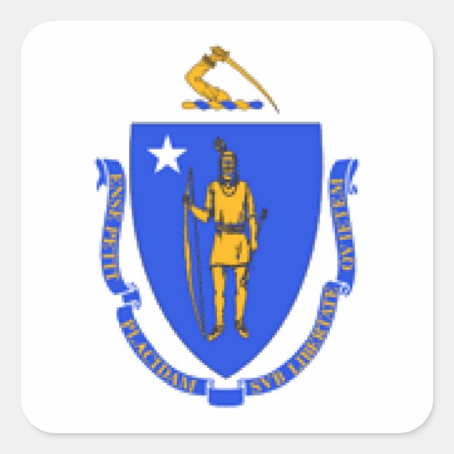 Adesivo Quadrado Massachusetts Flag (Frente)
