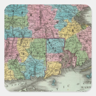 Adesivo Quadrado Massachusetts Rhode - ilha e Connecticut