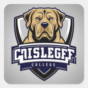 Adesivo Quadrado Mastiff Dog: Logotipo da Faculdade