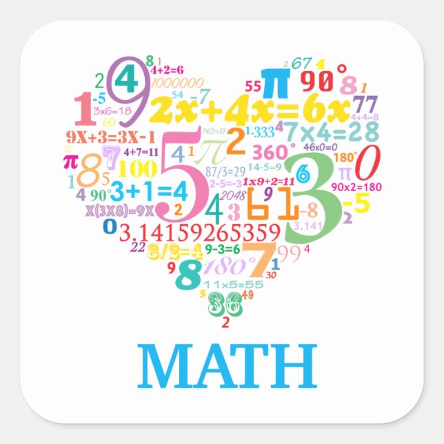 Adesivo Quadrado Matemática do Coração (Frente)