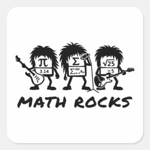 Adesivo Quadrado Matemática Rochas Humor de Banda de Rock Acadêmico